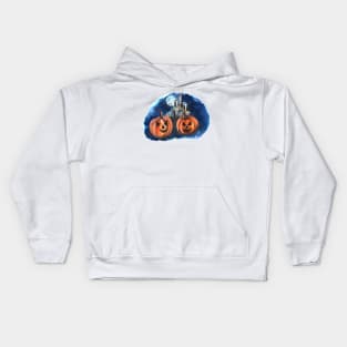 Halloween Night Pumpkin watercolor Kids Hoodie